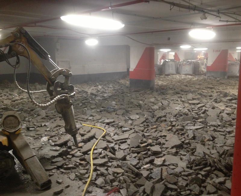 Démolition d’une chape au niveau -5 du parking Saint Germain L’Auxerrois